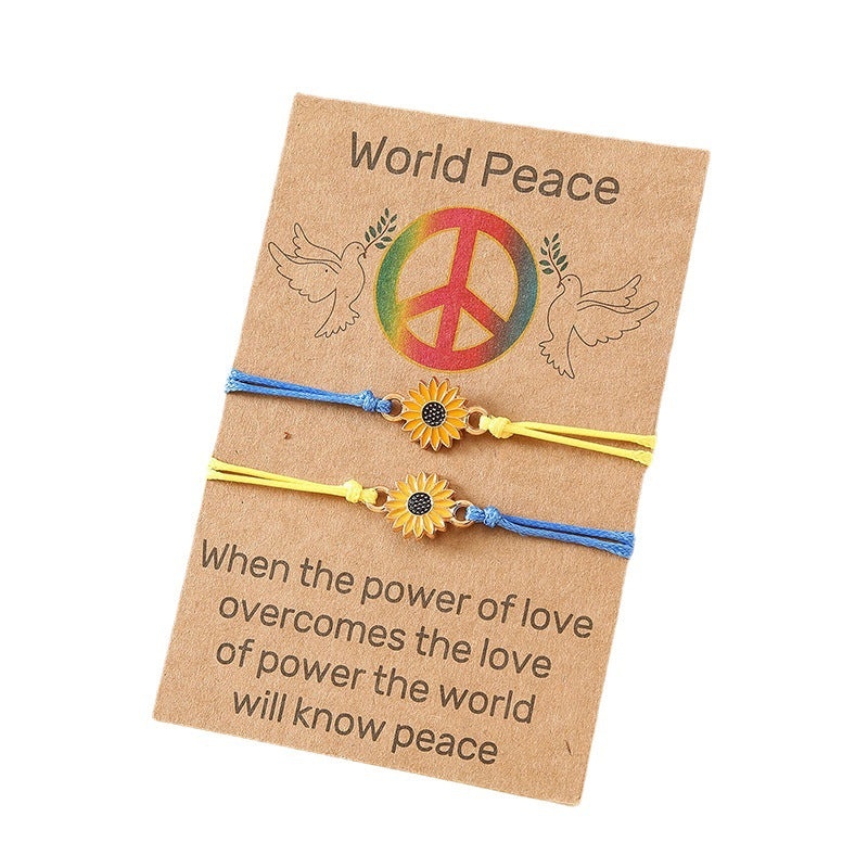 Pulsera hecha a mano de la aleación de la bandera ucraniana de la flor al por mayor